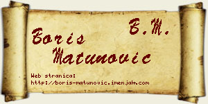 Boris Matunović vizit kartica